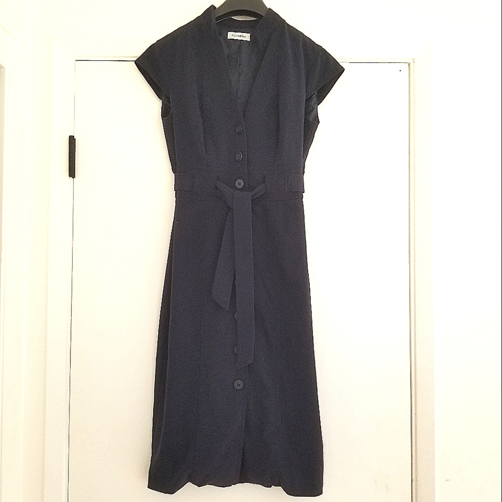 Calvin Klein navy bodycon midi dress